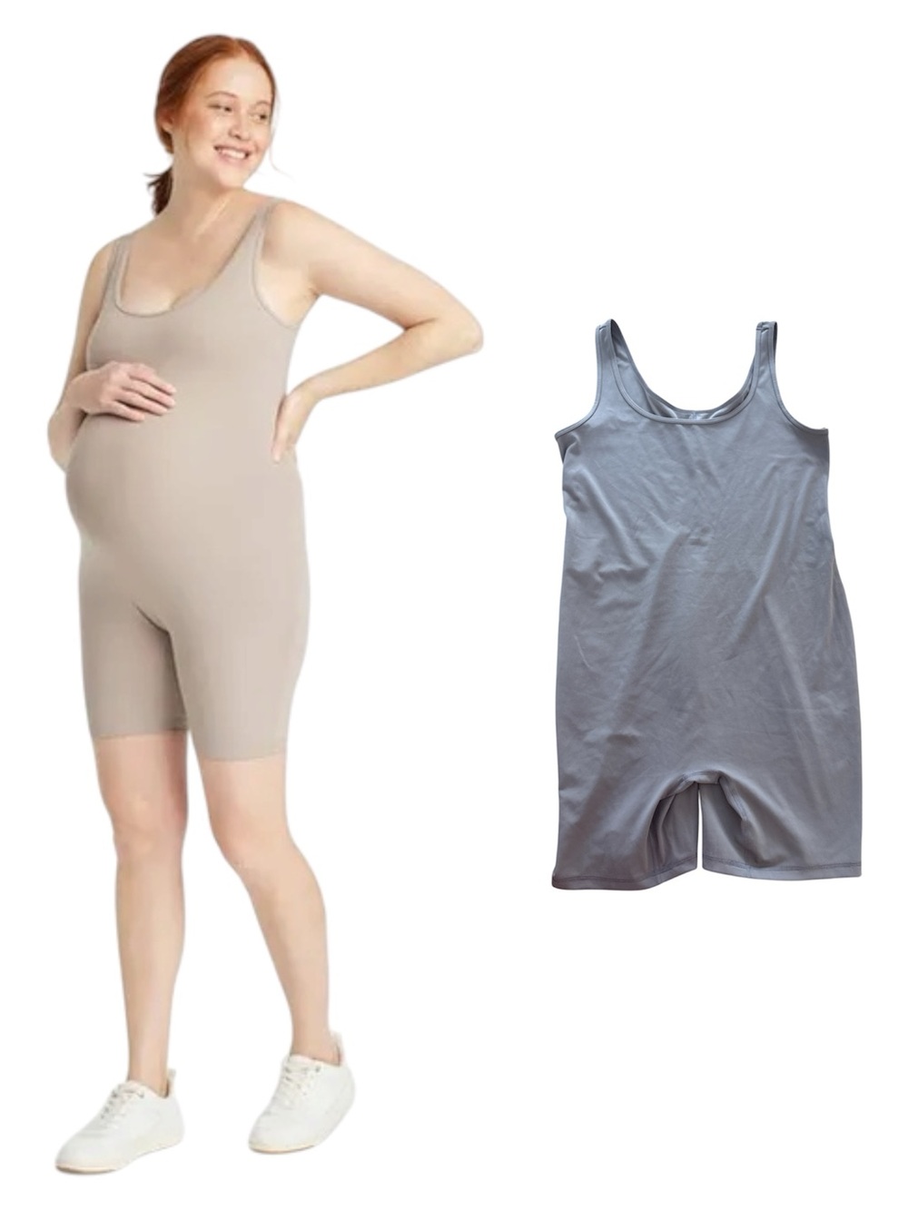 NWT Ingrid & Isabel Stretch Seamless Maternity  Bodysuit Romper in Mocha Brown